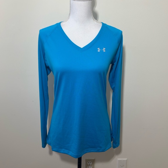 Under Armour || woman’s long sleeve V Neck heat gear tee size SM - Picture 1 of 14